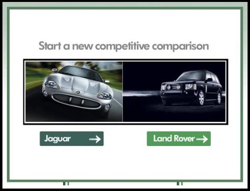 Homepage design for Jaguar comparison kiosk
