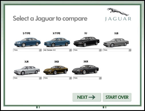 Jaguar vehicle compare kiosk deisgn