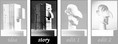 Wooden puppet head with some basic carved shapes